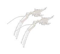 HONMEET 2pcs Traditional Chinese Hairpins for Women Ancient-style Metal Hair Chopsticks with Moon and Flower Design Tassels Hanfu Accessories for Festivals and Parties