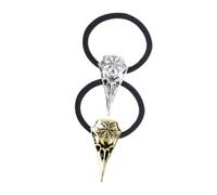 HONMEET 2pcs Viking Skull Symbol Hair Ties American Photo Booth Props for Women Girls Thick Hair Styling Accessories