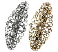 HONMEET 2pcs Vintage Hollow Floral Spring Hair Clips for Women in Antique Silver Gold Decorative Hair Barrettes for Casual Ponytails and Romantic Updos
