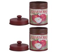 HONMEET 2pcs Vintage Iron Bucket Storage Container Retro Floral Bucket with Lid Red Iron Gift Presentation for Hotels Bars Christmas Valentine's Day Mother's Day