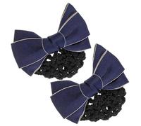 HONMEET 2pcs Women Net with Bow Professional Hair Headdress for Girls Ribbon Bun Cover for Work Uniforms for Stewardesses More