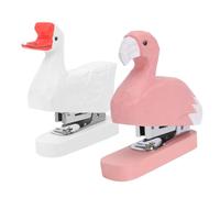 HONMEET 2Pcs Wooden Animal Shape Staplers Compact Home Stapler Desk Accessories Creative Office Decoration Flamingo and Swan Design