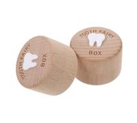 HONMEET 2pcs Wooden Tooth Fairy Keepsake Box Lightweight Tooth Storage Container for Boys Intricate Carving Portable for Shower