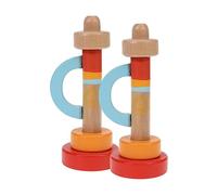 HONMEET 2Pcs Wooden Trumpet Portable Musical Instrument Solid Wood Material Smooth Surface Lightweight Handle for Early Education and Play