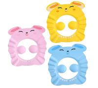 HONMEET 3 Pcs Adjustable EVA Shampoo Hat Bathing Caps with Drainage Brim for Eye Ear Protection Soft Pink Yellow Blue