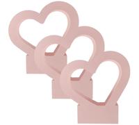 HONMEET 3 Pieces Heart-Shaped Floral Paper Boxes Set, Pink Paper Flower Basket 30X29.5X7Cm, Waterproof Handheld Flower Wrapping Boxes for Valentine’S Day Bouquets and Packaging