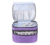 HONMEET 30grids Essential Oils Holder Carrying Case Large Capacity Nail Polish Bag with Handle Oxford Material Holds Bottles for Home Office Travel Purple