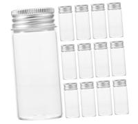HONMEET 30pcs Clear Glass Test Tubes with Caps Leakproof Small Transparent Vials for Medicine Capsules Heat-resistant Sealed Sample Storage Bottles Portable Reusable Glass Containers for