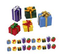HONMEET 30pcs Mini Resin Christmas Ornaments Miniature Boxes for DIY Crafts Holiday Tree Decorations Tiny Presents for Dollhouse and Festive Micro Scenes