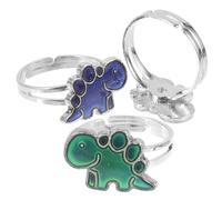 HONMEET 3Pcs Adjustable Dinosaur Mood Rings for Women and Men Color Changing Temperature Emotion Rings Fun Party Accessories Unisex Open Design