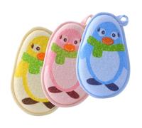 HONMEET 3Pcs Bathing Balls Adorable Penguin-Shaped Shower Scrubbers Lightweight Compact Showering Towels Soft Foaming Bath Tools for Newborns