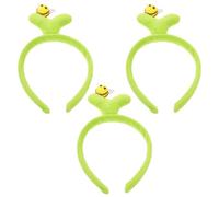 HONMEET 3pcs Bean Sprout Hairband Green Plush Grass Headband with Bee Design Fun Headwear for Women Party Cosplay Halloween Christmas Spa Yoga Accessories