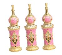 HONMEET 3pcs Glass Perfume Bottle for Women Retro Middle Eastern Style Gold Accents for Essential Oils Travel and Wedding Decoration Compact Stylish Bottle