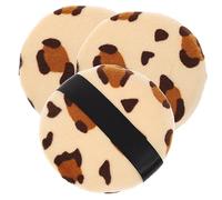 HONMEET 3pcs Leopard Printed Powder Puff Jumbo Makeup Applicators for Loose Velour Cosmetic Pads for Setting Makeup Skincare and Easy Application Random Color