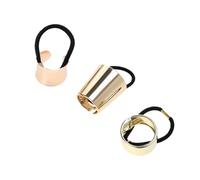 HONMEET 3pcs Metal Circle Hair Cuff Ponytail Holder Hair Ties in Golden Alloy with Smooth Surface and Chic Shining Appearance Elastic Bands for Women and Girls