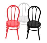 HONMEET 3pcs Miniature Iron Chairs for Dollhouse Garden Decor Creative Scale Furniture Ornaments with Distinctive Artistic Design Metal Doll House Accessories for Photography and Micro