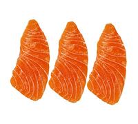 HONMEET 3pcs PVC Salmon Slices Fake Food Model for Kindergartens Home Furnishing Decoration and Sushi Plate Photography Props