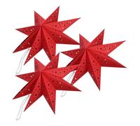 HONMEET 3pcs Red Paper Christmas Pendant Lantern Covers for Home, Nine Pointed Star Shape, Decorative Lighting to Create Romantic and Warm Atmosphere for Outdoor Space and Christmas