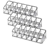 HONMEET 3pcs Slot Lipstick Organizer Cosmetic Storage Holder Multi-compartment Makeup Brush and Stationery Holder Desktop Display Rack for Home Bedroom Vanity