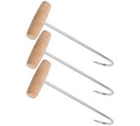 HONMEET 3Pcs Stainless Steel Shoe Lifter Tool Wooden Handles Boot Shoe Pullers for Slide Feet into Shoes Home Accessories