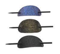 HONMEET 3pcs Vintage Faux Leather Hair Pins with Oval Stick Comfortable Secure Hold Hair Accessories for Women Stable PU Material Stick for Updo Chignon