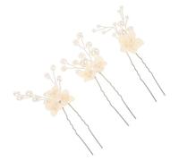 HONMEET 3pcs Wedding Headdress Bride Pins Silver Rhinestone and Pearl Hair Clips for Bridesmaids French U Shaped Hair Pins for Wedding Guest