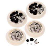 HONMEET 4 Boxes Black Camellia Nail Charms Rhinestones for Nails DIY Manicure Decor Flower Pearls Bedazzling Accessories for Parties and Daily Use