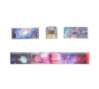 HONMEET 4 Pcs Mechanical Keyboard Key Caps Pbt Five-sided Thermal Dye Sublimation Keycap Set Spacebar 6.25u Esc 2u Vertical Enter Galaxy Cross-core Reinforced Bottom