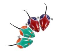 HONMEET 4 PCS Wind Up Iron Mouse Clockwork for Small Animal Crawl with Cartoon Patterns to Enhance Hand-eye Coordination and Color Recognition Random Color