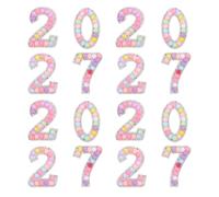 HONMEET 4 Sets Iron on Rhinestone Number Applique Patches with Pearl Textures in Pastel Macaron Shades for Shirts and Clothing, Featuring Heat Transfer Bond and Easy DIY Application