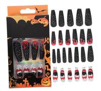 HONMEET 48pcs Press on Nails Fake False Nail Plastic Long 2 Boxes Ultra-thin for Weekend Dating Christmas Love Beauty People