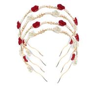 HONMEET 4pcs Bridal Flower Headpiece Pearl Rose Wedding Jewelry for Bride Hair Accessories