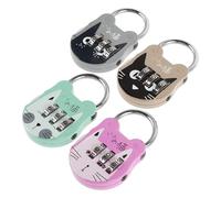 HONMEET 4PCS Cute Cartoon Combination Padlocks for Locker and Drawer, Mini Compact Multi-Function Padlocks with Code for School Dormitory, Backpack, Travel - Purple, Green, Grey, Brown