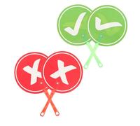 HONMEET 4pcs Double-sided Handheld Voting Paddles for Kindergarten Classroom Plastic Yes No Answer Boards Lightweight Ergonomic Game Judging Boards for Teacher-student Interaction