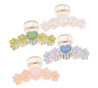 HONMEET 4pcs Flower Hair Claw Clips for Women French Style Hair Clamps Sturdy Jaw Clips