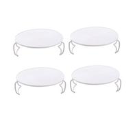 HONMEET 4pcs Microwave Steam Rack Pot Trivet Stand Layered Storage Rack Steamer Trivet Round Baking Bread Cooling Heat Insulation Pot Holder Micro-wave Oven Multifunction White PP