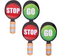 HONMEET 4pcs Mini Traffic Signs Playset Double-sided Red Green Stop Light for Classroom Traffic Safety Education Lightweight Plastic Stop Paddle for Role-playing and Teaching