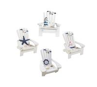 HONMEET 4Pcs Mini Wooden Chair Model Nautical Beach Decor Mediterranean Style Home Office Ornament Sea Star Lighthouse Ship Wheel Sailboat Design