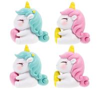 HONMEET 4pcs Miniature Unicorn Figurines Resin Animal Ornaments for Fairy Garden Hand-painted Mini Unicorn Statues for Terrarium Cake Succulent Potted Plant Outdoor Miniature Decor