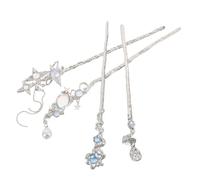 HONMEET 4pcs Moonstone Accent Chinese Hair Sticks for Women Vintage Star Moon Hairpins with Tassels Lightweight Metal Chopsticks for Buns Elegant Hanfu Hair Accessories for Daily and