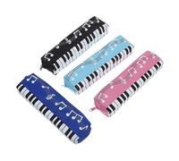 HONMEET 4Pcs Music Note Pencil Case with Zipper Lightweight and Portable Pen Pouch for Students Piano Pattern School Supplies in Black Blue Pink Capacity Compartments for Classroom Use