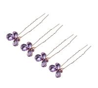 HONMEET 4pcs Purple U-shaped Bridal Hair Stick Set with Crystal Rhinestone Decoration, Women’s Rhinestone Hairpin for Wedding Party Updo Hairstyle