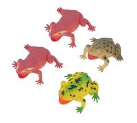 HONMEET 4PCS Realistic Frog Prank for Adults Fun Plastic Toad Squeeze Models Tricky Prop Party Fidget with Lifelike Croaking Safe Material Mixed Patterns