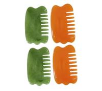 HONMEET 4Pcs Resin Massage Combs Anti-Static Hairbrushes for Scalp Circulation Headache Relief Body Scraping Boards in Orange Compact Practical Gua Sha Tools for Hair Health