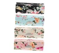 HONMEET 4pcs Retro Floral Lipstick Case with Mirror Portable Cloth Storage Boxes in Red Black White Blue Pink Lightweight Makeup Organizer for Home Travel Office Gift for Women