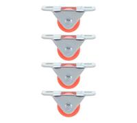 HONMEET 4pcs Small Fixed Caster Wheels for Furniture, Orange Non-swivel Mini Silent Castor Wheels with Chrome Plating and Tpe Material, Space Saving Design for Drawers and Desks in Long