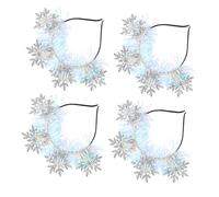 HONMEET 4pcs Snowflake Headbands for Christmas Women Glitter Holiday Hair Hoops with Felt Snowflakes Lightweight Satin Wrapped Iron Festive Winter Party Accessories