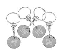 HONMEET 4pcs Stainless Steel Hanging Token Keyring Small Trolley Token Shopping Cart Remover Can Be Disassembled after Unlocking Convenient Key Accessory for Grocery Shopping