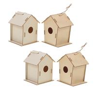 HONMEET 4pcs Unpainted Wooden Bird House Kits for Boy Girl Diy Painting Craft for Outdoor Decoration and Imaginative Play Stimulates Creativity and Fine Motor Skills