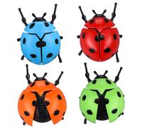 HONMEET 4pcs Wind Up Animal Clockwork Ladybird Bugs with Realistic Movement Vibrant Colors Outdoor Novelty Decorations for Fun Play and Collecting